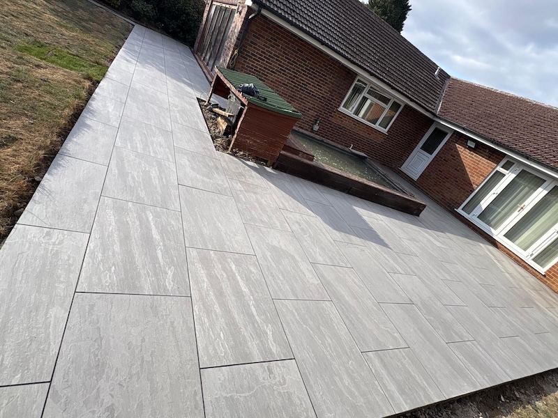Porcelain patio completed alongside driveway in Bradford
